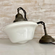 Antique 30s Philips pendant lamp, milk glass schoolhouse light-Sweet Antik