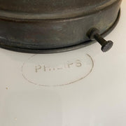 Antique 30s Philips pendant lamp, milk glass schoolhouse light-Sweet Antik