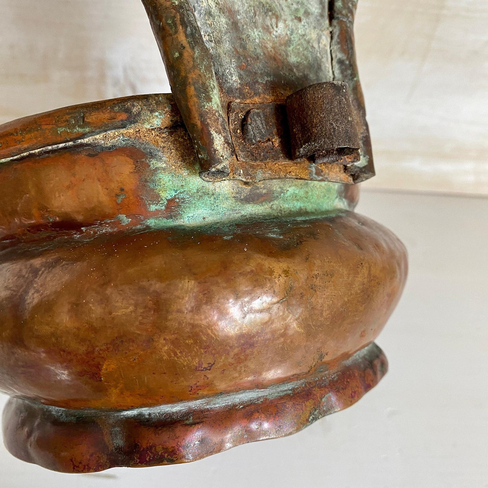 Antique aquamanile church wash basin hammered copper wash basin 18th century-Sweet Antik