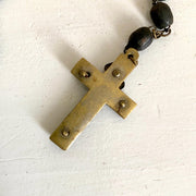 Antique wooden rosary 1930s Virgin Mary brass crucifix-Sweet Antik