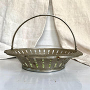 Art Deco fruit bowl or bread basket, metal and ceramic with spray decor, 1930s-Sweet Antik