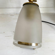 Mid century brass bedside lamp 50s 60s table lamp frosted glass-Sweet Antik