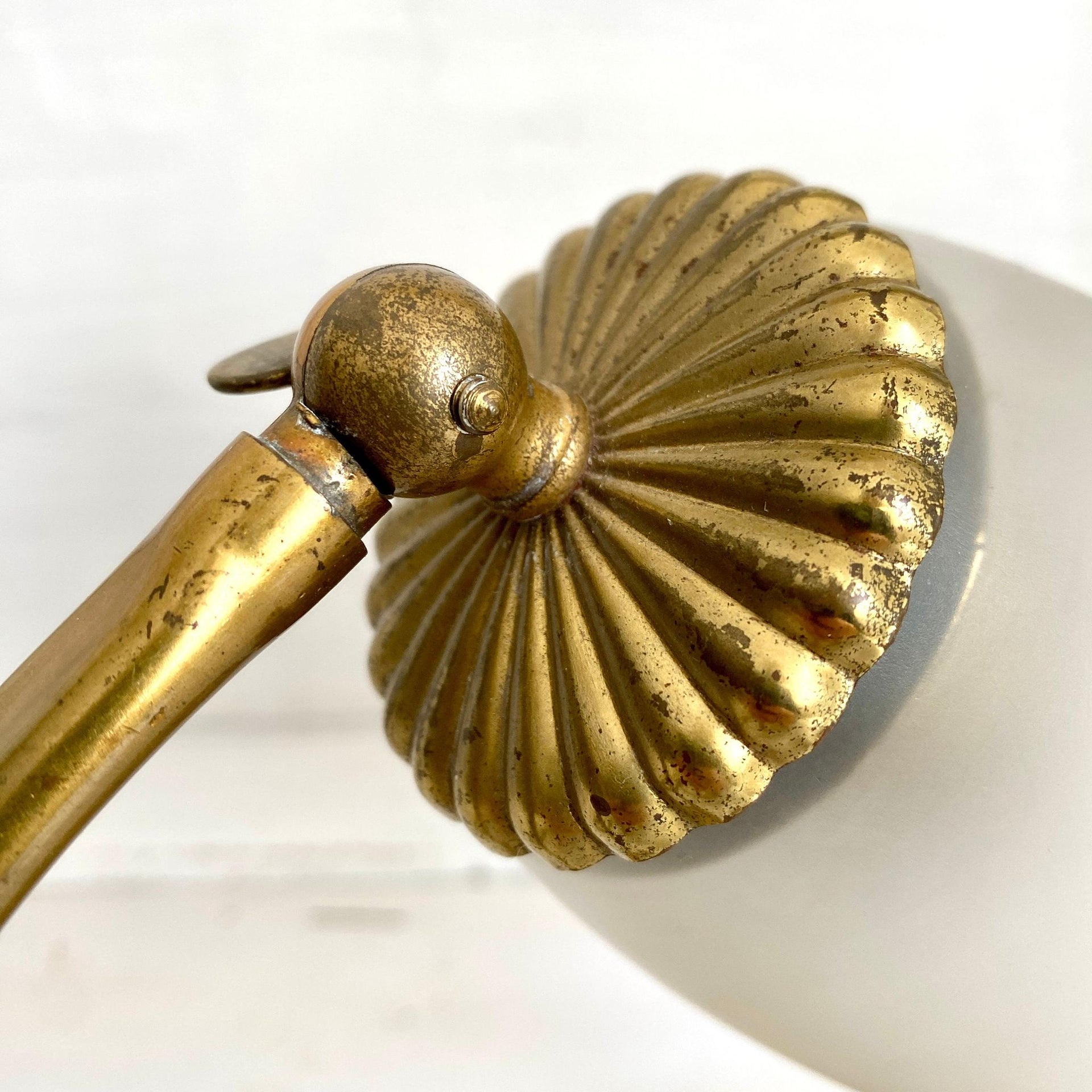 Mid century brass bedside lamp 50s 60s table lamp frosted glass-Sweet Antik
