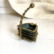 Mid-century stacking ashtray set verdigris brass 50s-Sweet Antik