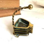 Mid-century stacking ashtray set verdigris brass 50s-Sweet Antik