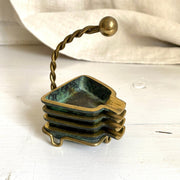 Mid-century stacking ashtray set verdigris brass 50s-Sweet Antik