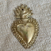 Antique Italian Ex Voto flaming heart silverplate | 0886-vintage-Ex Voto-Sweet Antik