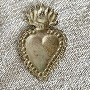 Antique Italian Ex Voto flaming heart silverplate | 0886-vintage-Ex Voto-Sweet Antik