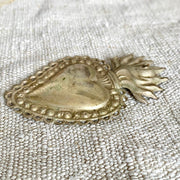 Antique Italian Ex Voto flaming heart silverplate | 0886-vintage-Ex Voto-Sweet Antik