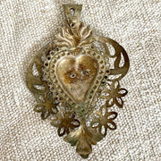 Antique Italian Ex Voto silverplate sacred heart |0883-vintage-Ex Voto-Sweet Antik