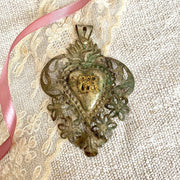 Antique Italian Ex Voto silverplate sacred heart |0883-vintage-Ex Voto-Sweet Antik