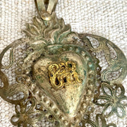 Antique Italian Ex Voto silverplate sacred heart |0883-vintage-Ex Voto-Sweet Antik