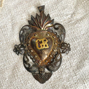Antique large Italian Ex Voto silverplate sacred heart cherub angel | 0888-vintage-Ex Voto-Sweet Antik