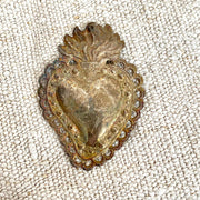 Antique small Ex Voto flaming heart silverplate | 0885-vintage-Ex Voto-Sweet Antik