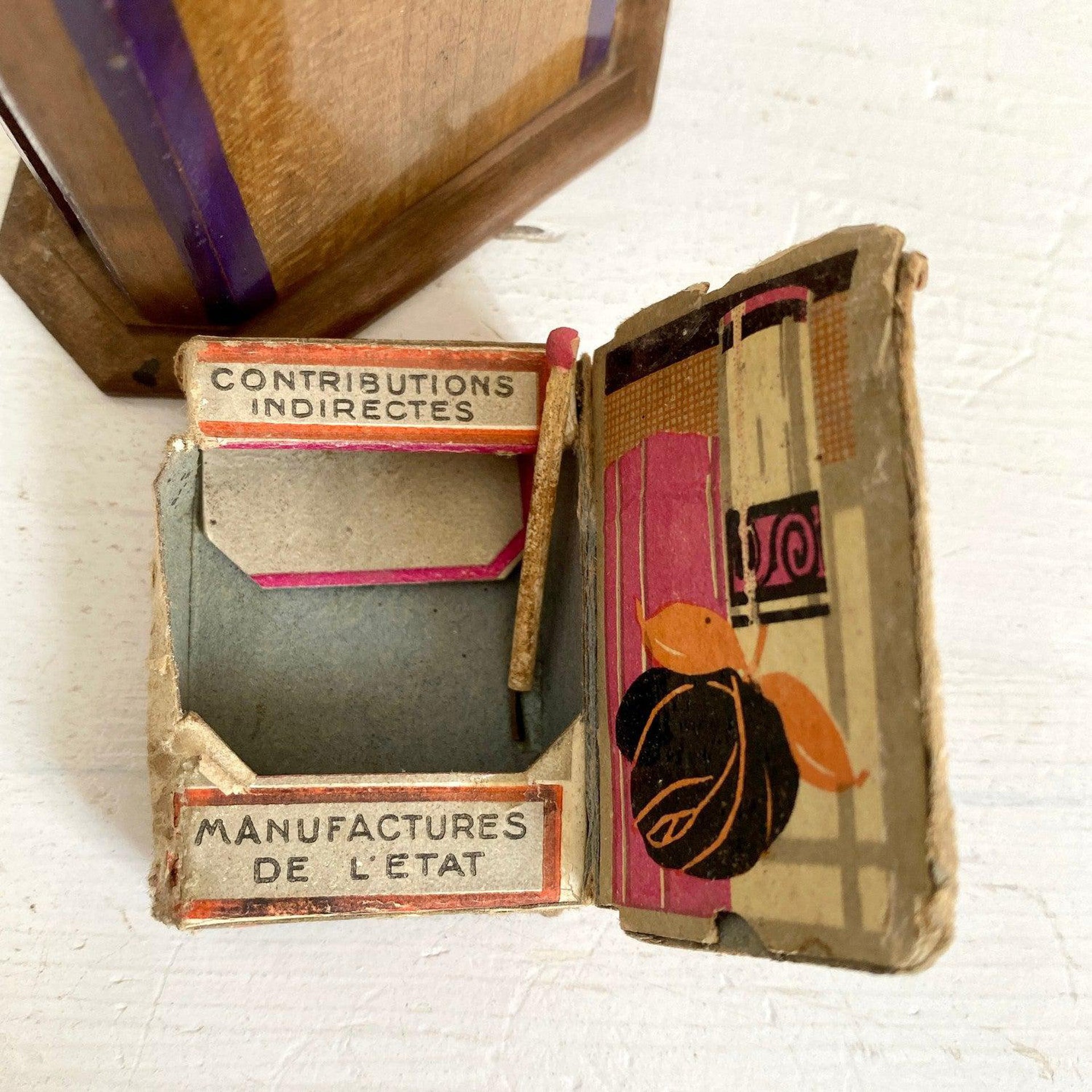 Art Deco wooden matchbox holder French antiques 1920s-original-vintage-Sweet Antik