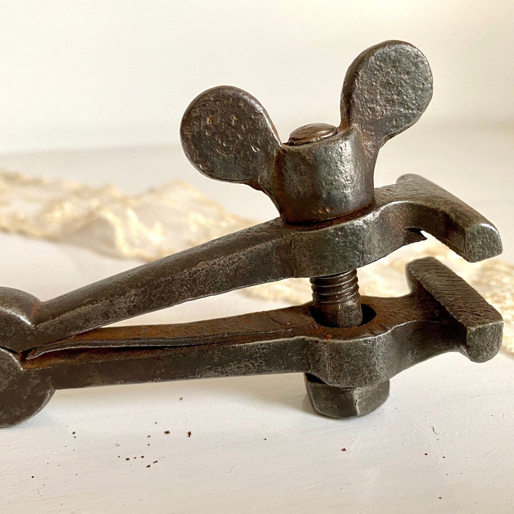 Antique hand vise, forged screw clamp tool, 1900s-vintage tools-SweetAntik