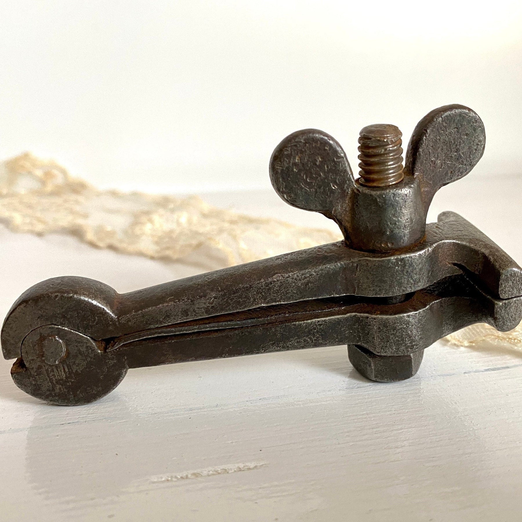 Antique hand vise, forged screw clamp tool, 1900s-vintage tools-SweetAntik