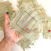 Antique tea coaster or napkin hand embroidered canvas 1930s, set of 8-Sweet Antik