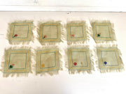 Antique tea coaster or napkin hand embroidered canvas 1930s, set of 8-Sweet Antik