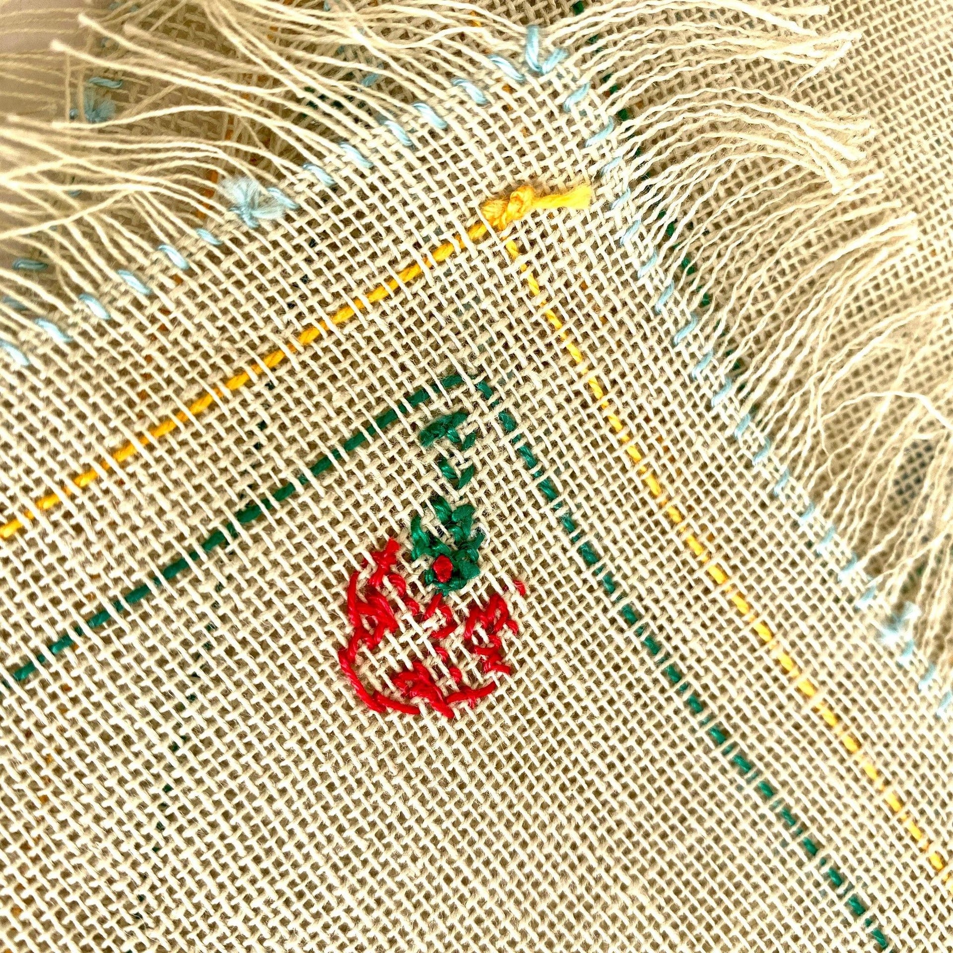 Antique tea coaster or napkin hand embroidered canvas 1930s, set of 8-Sweet Antik