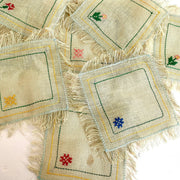 Antique tea coaster or napkin hand embroidered canvas 1930s, set of 8-Sweet Antik
