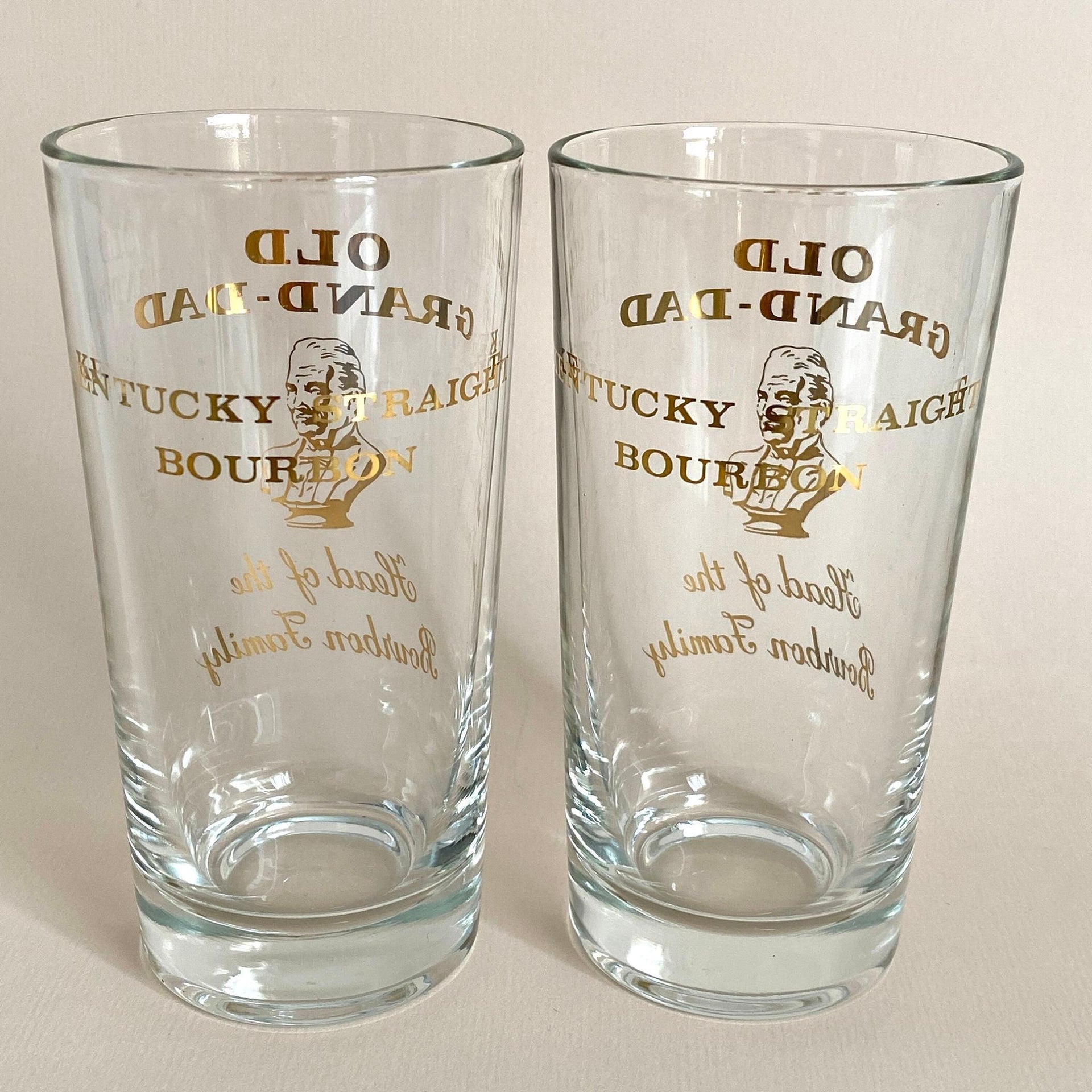 Vintage Whiskey highball glasses OLD GRAND DAD 60s long drink glass-Sweet Antik