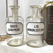 Pair antique apothecary bottles, clear blown glass-vintage-pharmacy bottle-SweetAntik