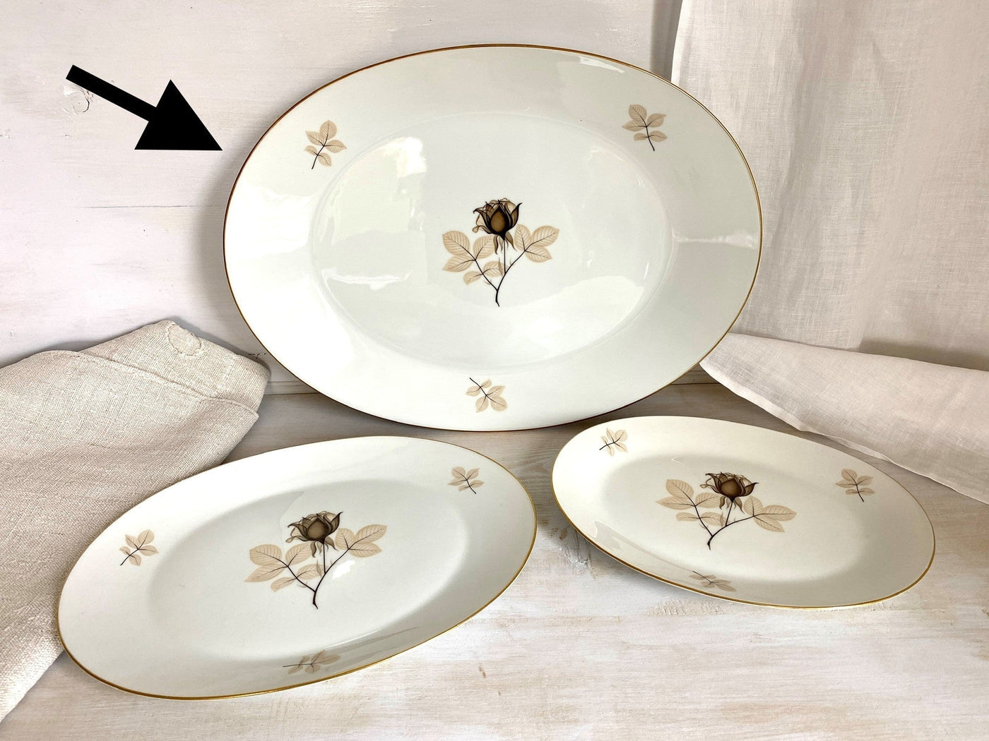 ROSENTHAL large oval platter "Shadow Rose" decor, 60s-vintage-Rosenthal dinnerware-SweetAntik