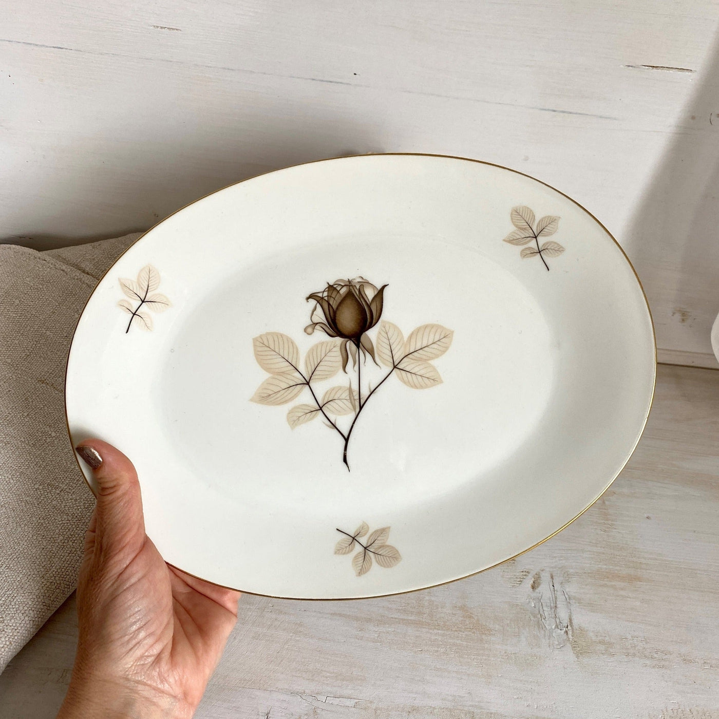 ROSENTHAL oval platter "Shadow Rose" 1960s-vintage-Rosenthal dinnerware-SweetAntik