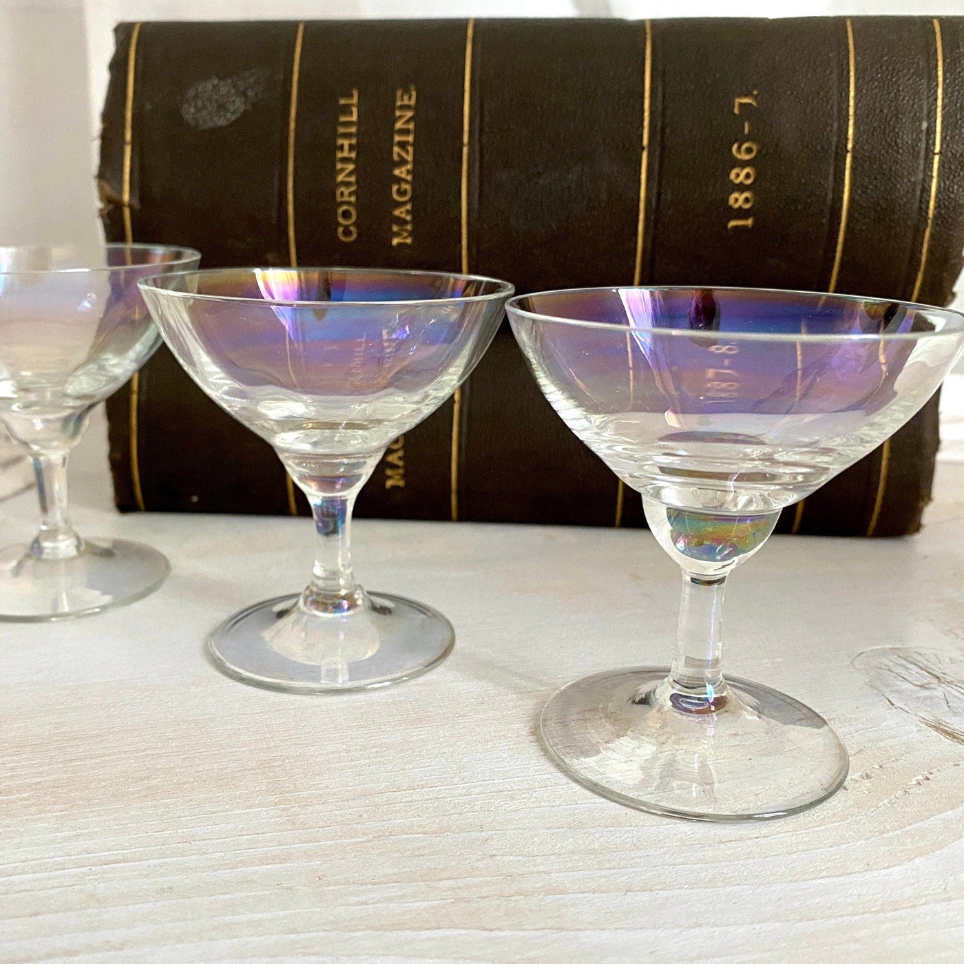 Stem glasses set of 3 small luster goblets, 1950s-vintage-vintage-SweetAntik