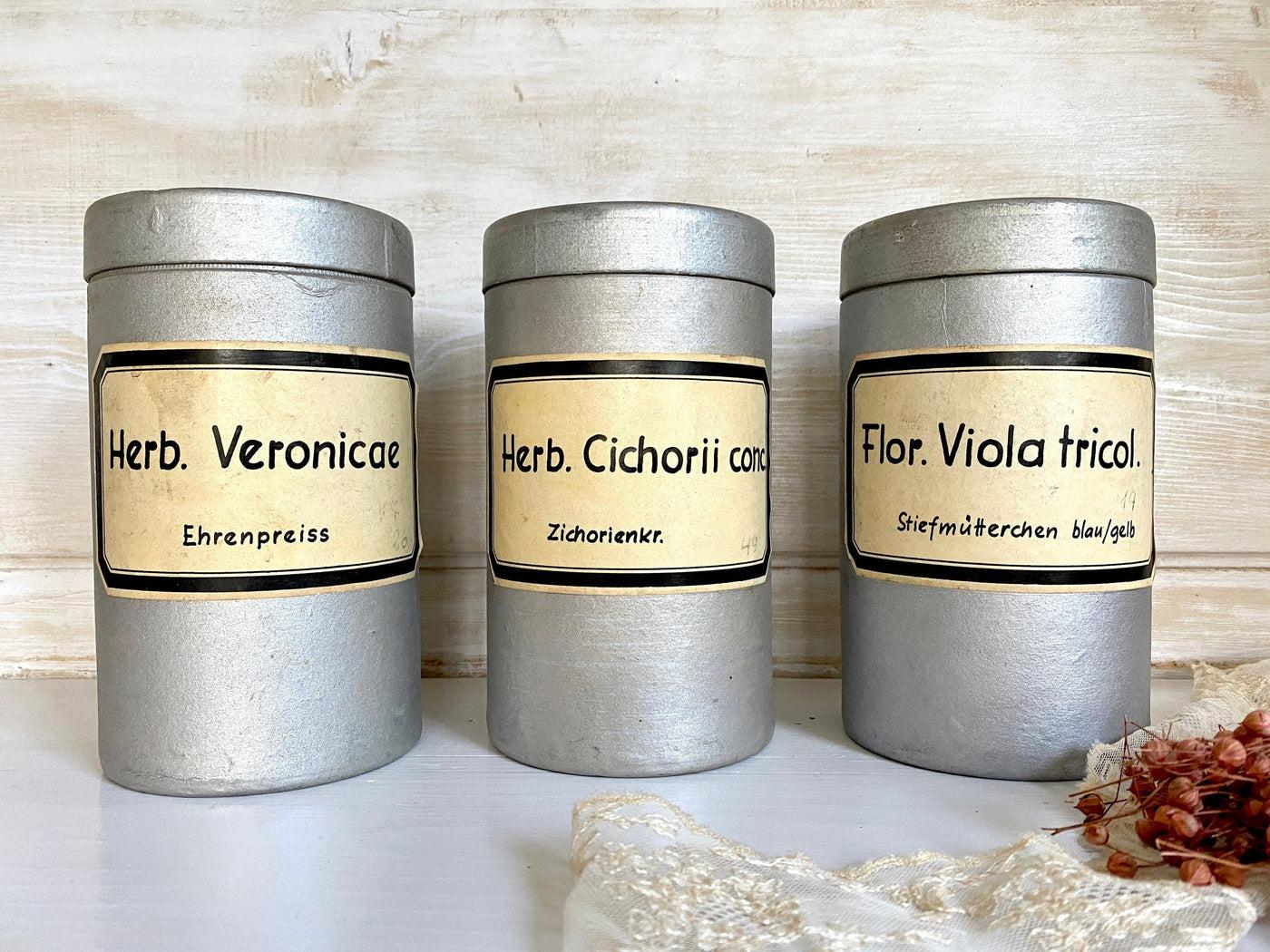 vintage Antique apothecary storage jar for herbs cardboard set of 3 - Sweet Antik
