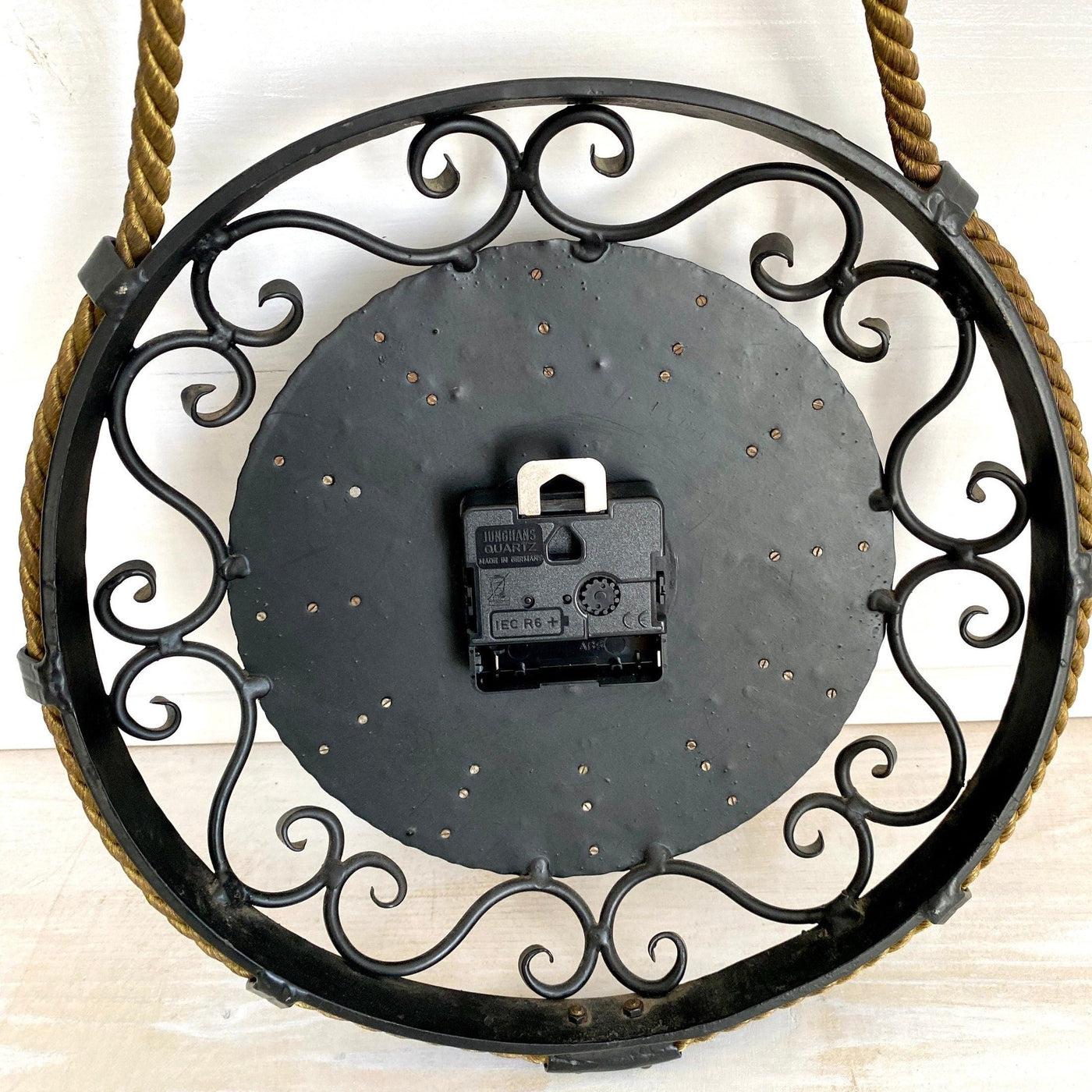 vintage-Mid-century wall clock with rope, HEIBI West Germany 1960s-Sweet Antik
