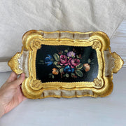 60s vintage Florentine floral serving tray hand painted-Sweet Antik