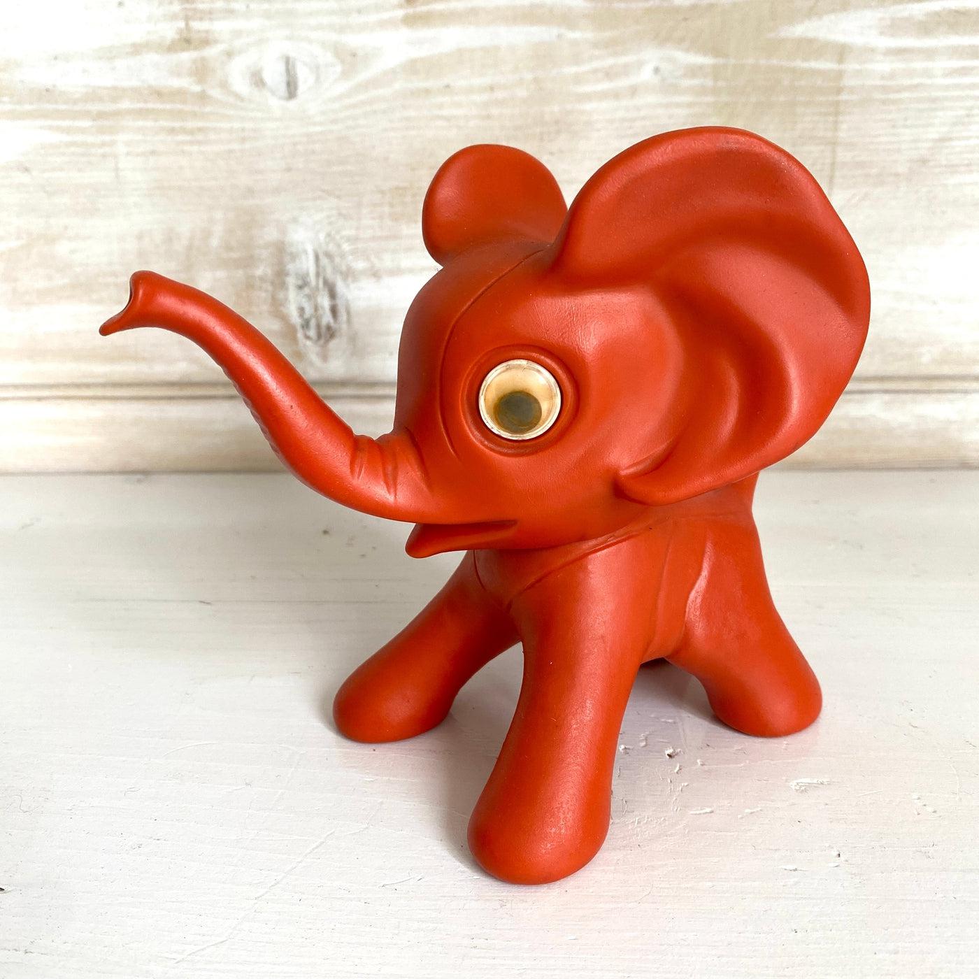 70s rubber toy orange elephant-Sweet Antik