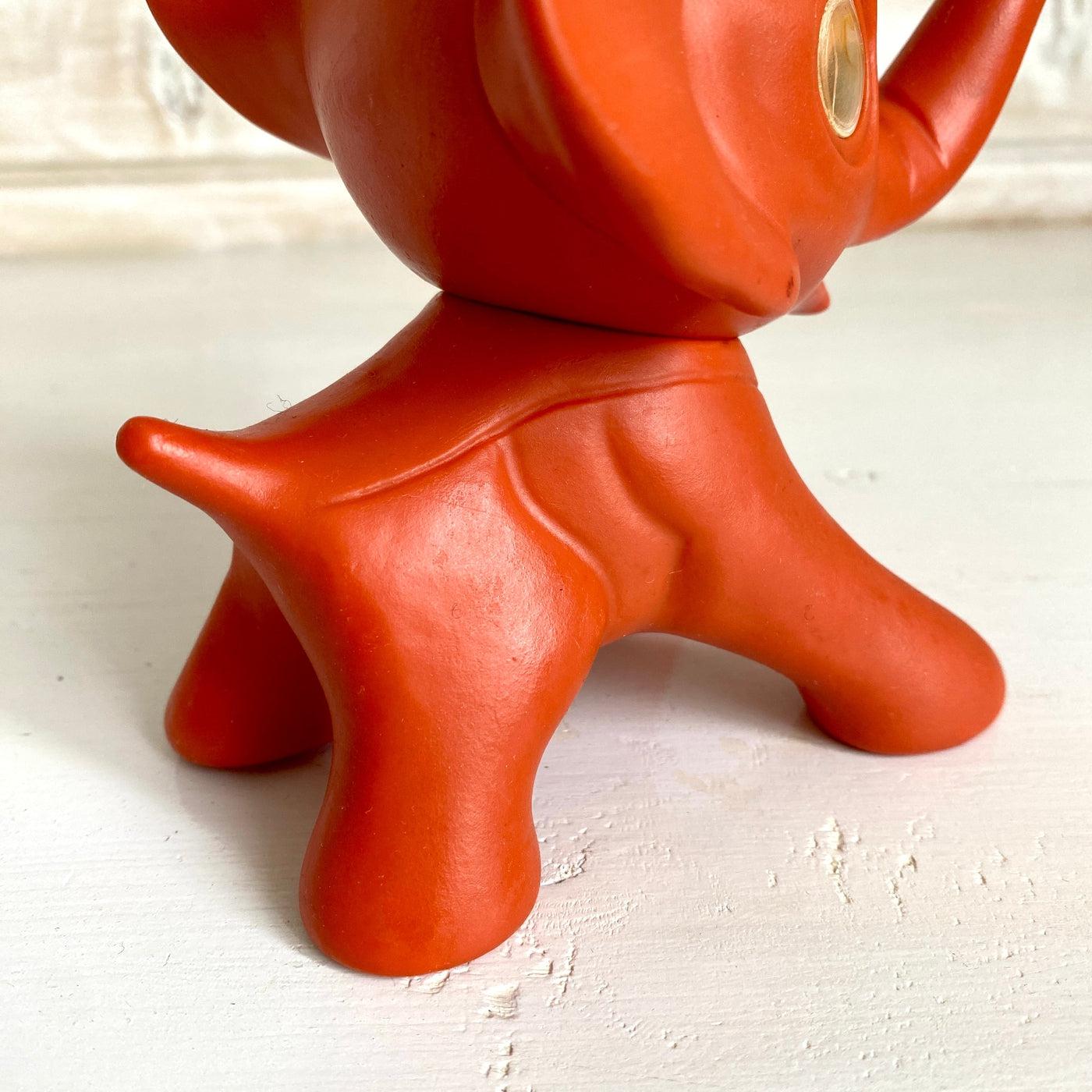 70s rubber toy orange elephant-Sweet Antik