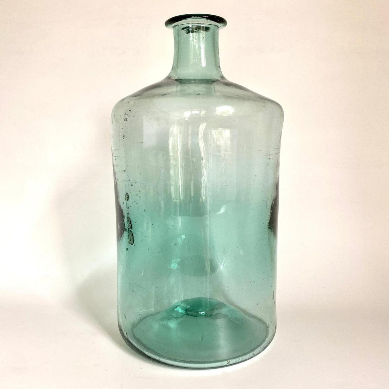 Antike große Glas Flasche Abrissglas mundgeblasen, 19. Jh.
