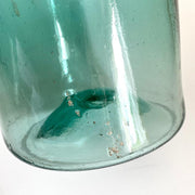 Antike große Glas Flasche Abrissglas mundgeblasen, 19. Jh.