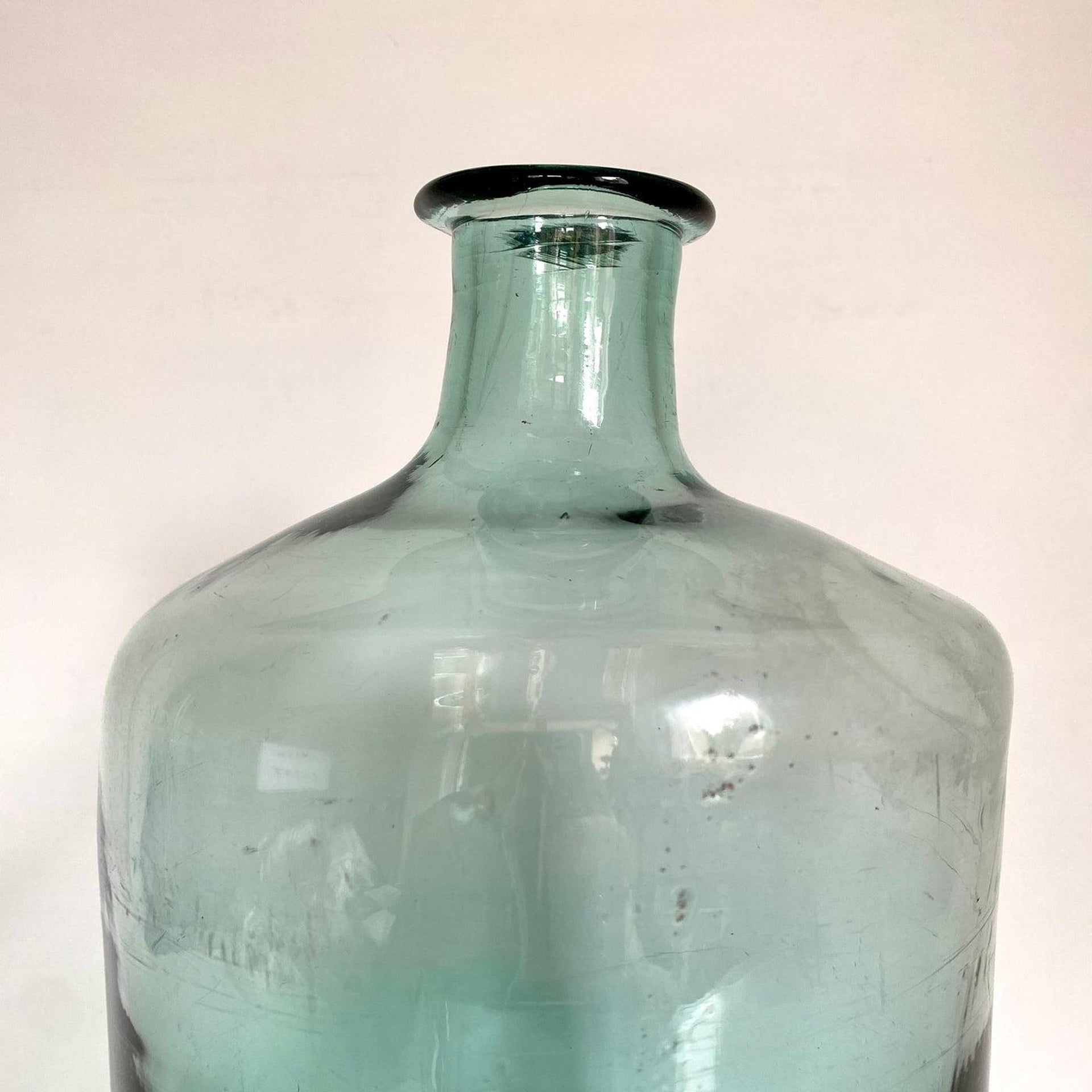 Antike große Glas Flasche Abrissglas mundgeblasen, 19. Jh.