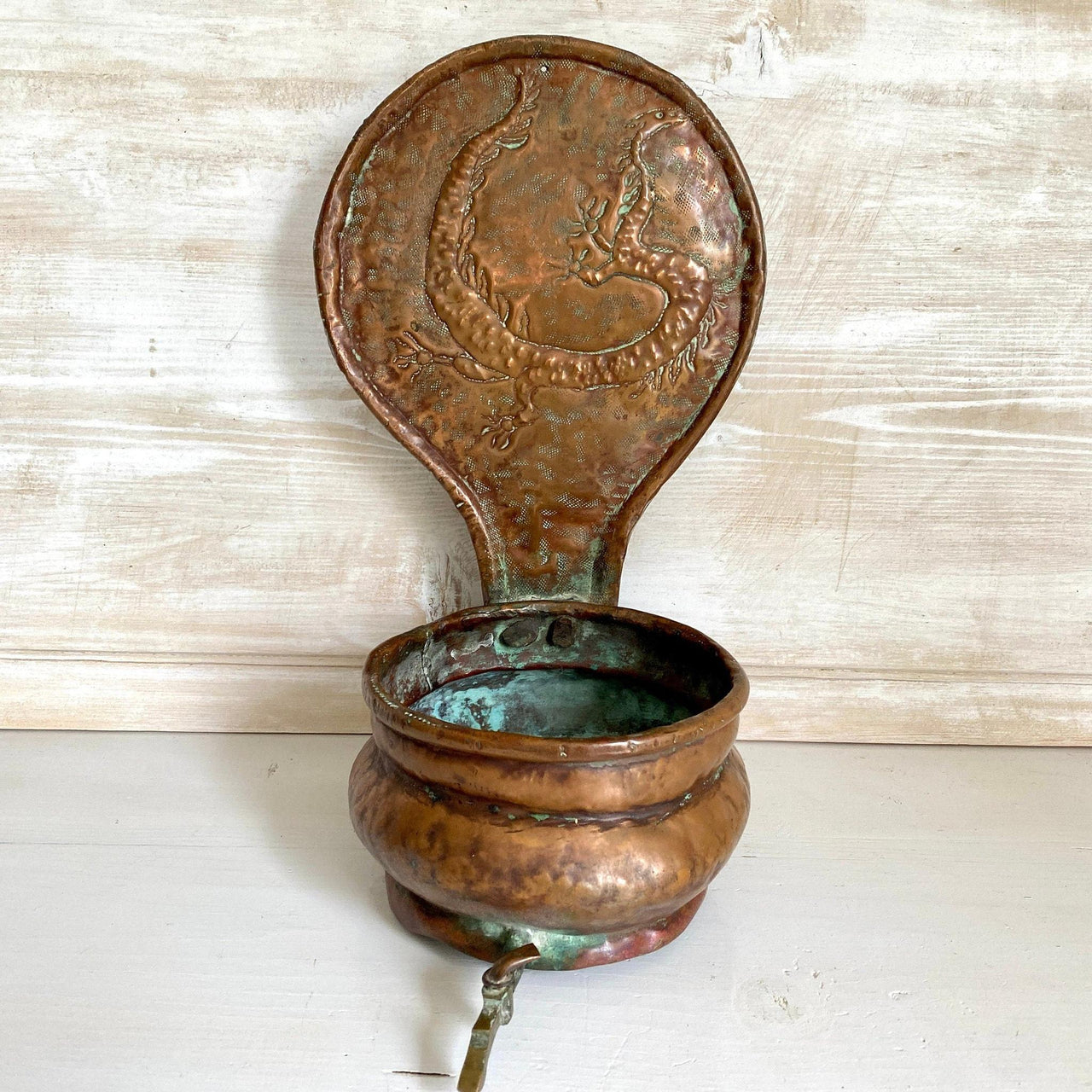 Antique aquamanile church wash basin hammered copper wash basin 18th century-Sweet Antik