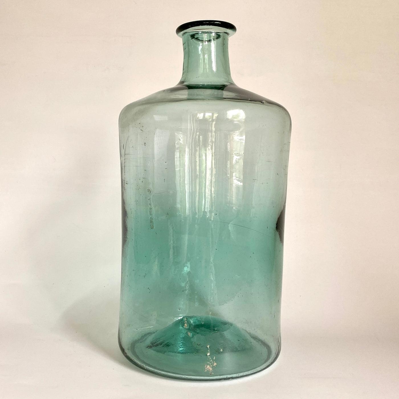 Antique blue blown glass demijohn bottle 19th c.-Sweet Antik