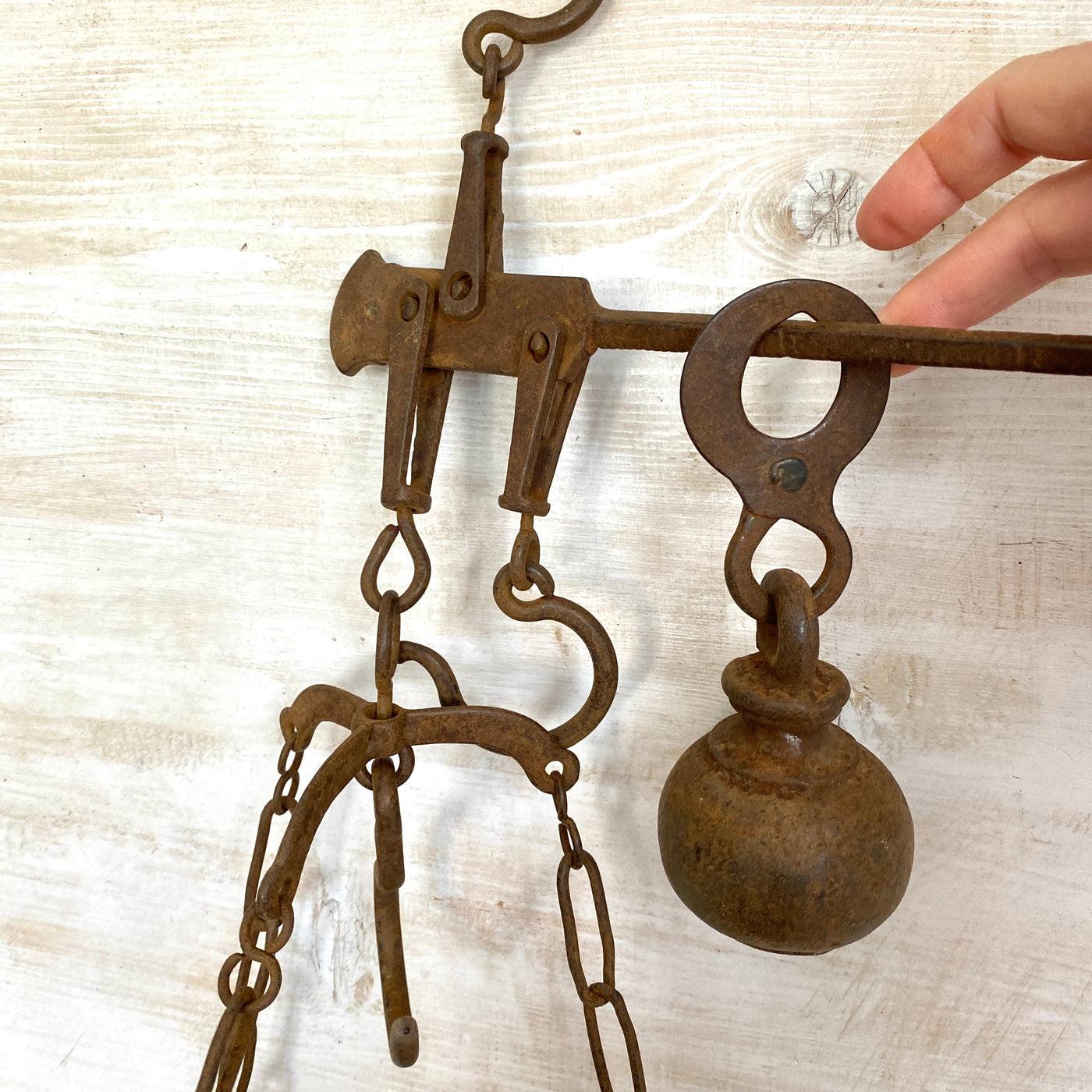 Antique roman scale forged hanging weighing scale, 19th c.-Sweet Antik