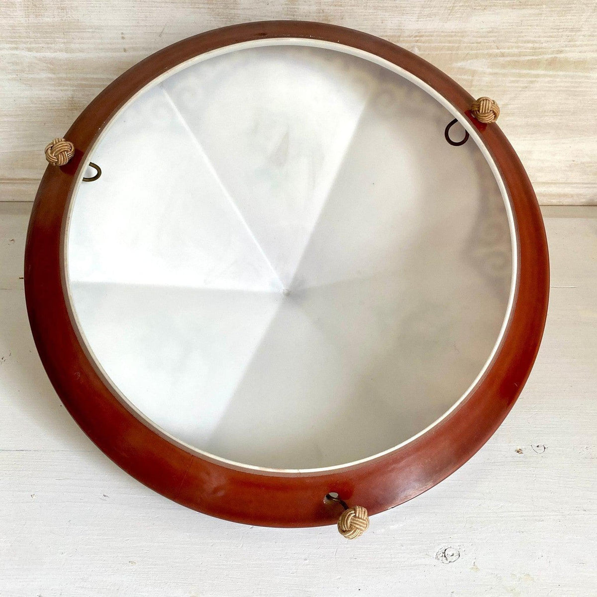 Art Deco Pendelleuchte Lampe Antik Opalglas handbemalt Spritzdekor, um 1930