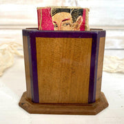 Art Deco Streichholz Schachtelhalter Holz Handbemalt Antik 1920er