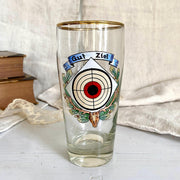 Bierglas Antik Emailmalerei "Gut Ziel" Jagd Schützenscheibe, um 1900