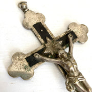 Brustkreuz Kreuz Antik Anhänger Kruzifix Metall Edelholz, um 1930