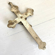 Brustkreuz Kreuz Antik Anhänger Kruzifix Metall Edelholz, um 1930