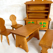 DORA KUHN dollhouse dining room wooden furniture 1970s-Sweet Antik