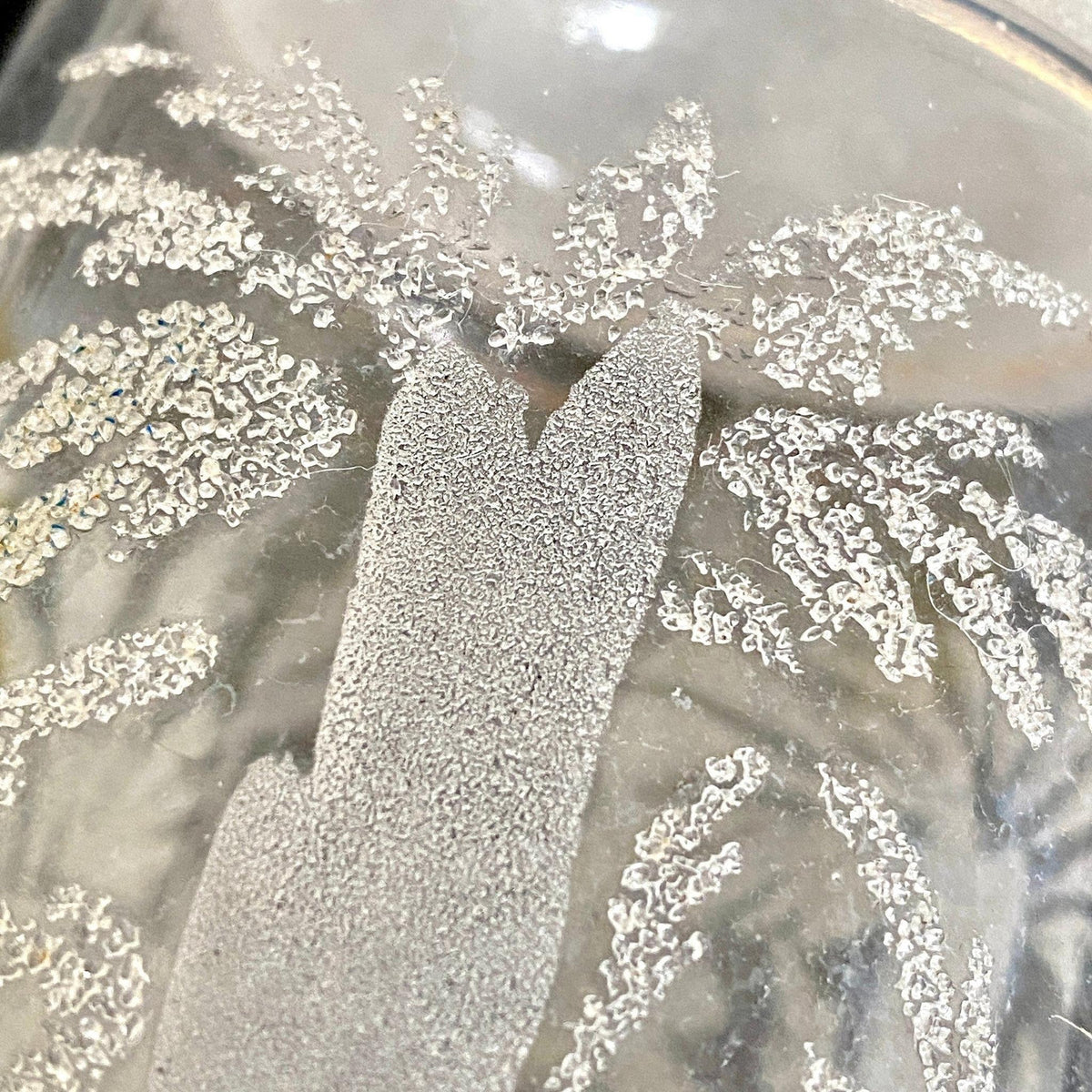 Dekanter Antik 19. Jh. Glas mundgeblasen Glasflasche Hirsch Jagd Motiv