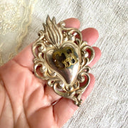 Ex-Voto Antik Versilbert Votivgabe Herz| Inv. 0889