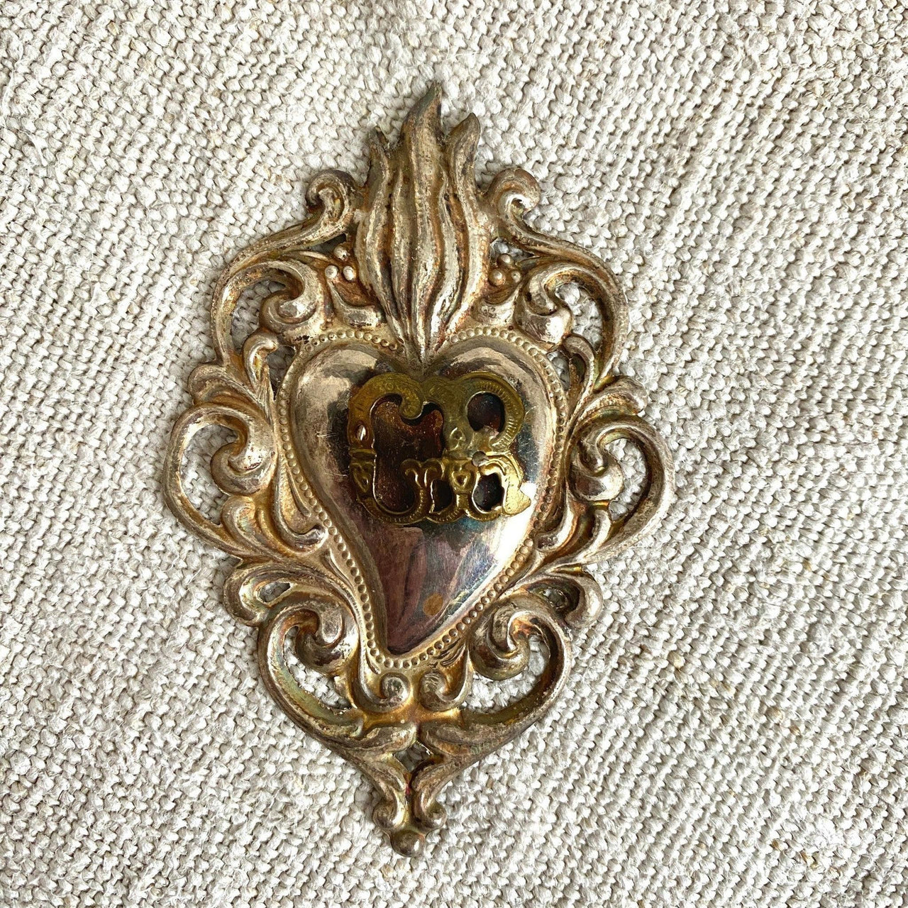 Ex-Voto Antik Versilbert Votivgabe Herz| Inv. 0889